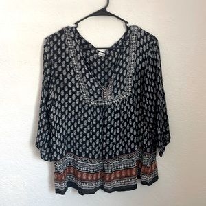 Bohemian Style Patterned Blouse